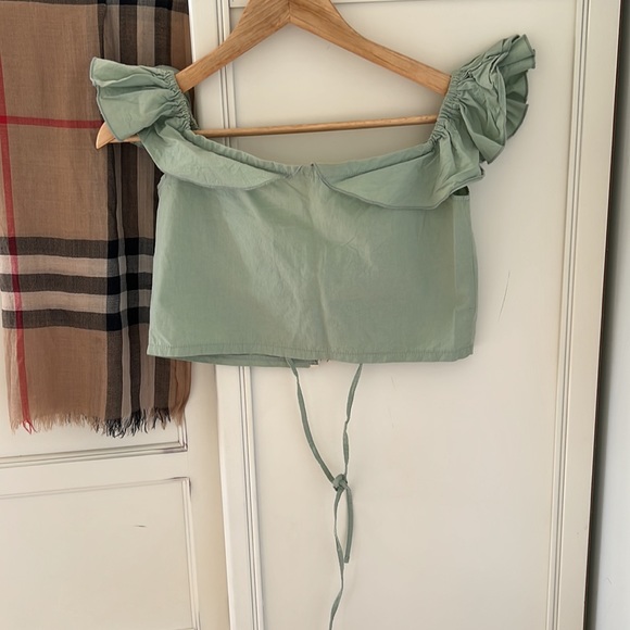 Zara Green Cotton Crop Top Blouse - Picture 5 of 10